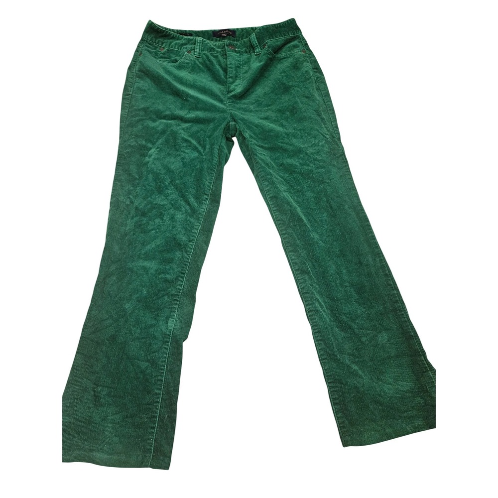 Talbots Corduroy Pants Womens 4 Green Excellent Straight Leg Mid Rise Trousers